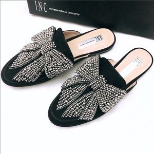 BNIB Sparkling Rhinestones Bow Mules